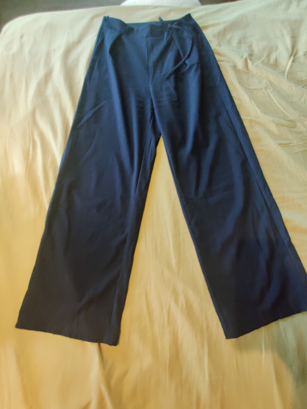 Wide Leg Navy Trousers - Women's Pants